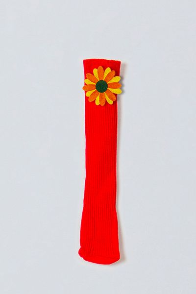 ADABEBEK Orange Yellow Floral Felted Baby Knee Socks