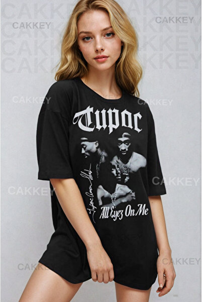Cakkey تي شيرت كبير الحجم مطبوع عليه توباك للجنسين