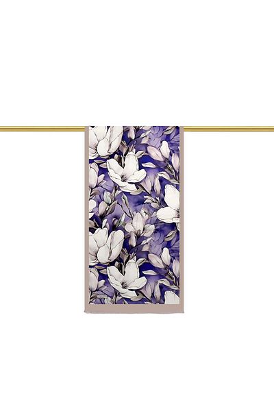 Bursa İpek Silk Scarf - Purple Daffodil Pattern