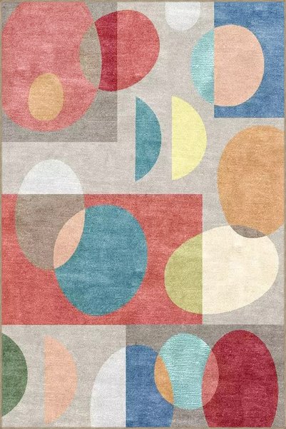Rugs Modern Halı Mixed Color Round Patterned Decorative Carpet Miravip886