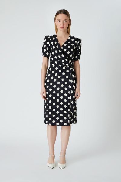 FEVER Puan desenli viskon elbise