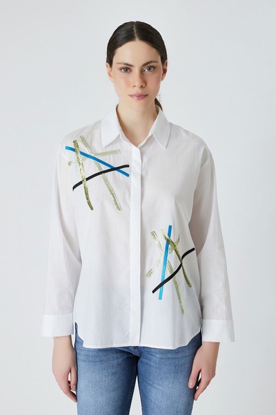 FEVER Nakışlı vual gömlek