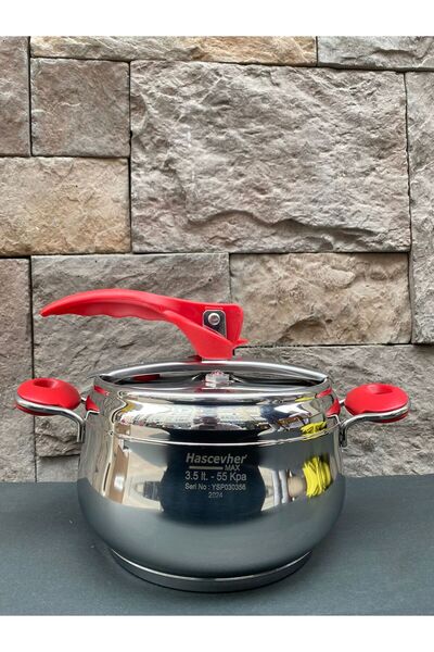 Peramari Hascevher Esila Steel 3.5 Lt Classic Pressure Cooker Casserole Red