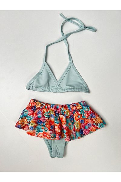 Elayza GIRL'S FLOWER PRINTED SKIRT BIKINI