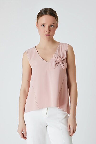 FEVER Çicek detaylı v yaka bluz