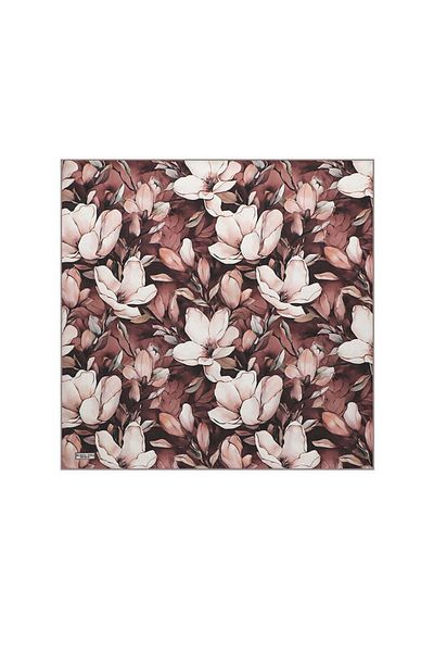 Bursa İpek Narcissus Patterned Dark Rose Dried Silk Handkerchief