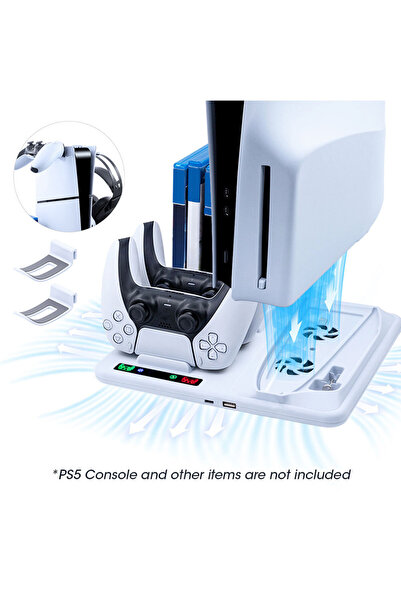 HavuzElektronik PS5 Slim Disc/Digital Edition-Beyaz için Çok Fonksiyonlu Soğutma Standı