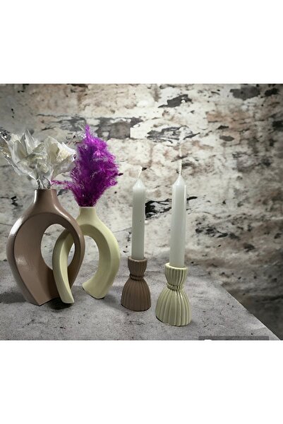 BLANJ HoBinCaN Tasarım sarmaşık sevgili vazo, şamdan mumluklu set 22x16&17x14