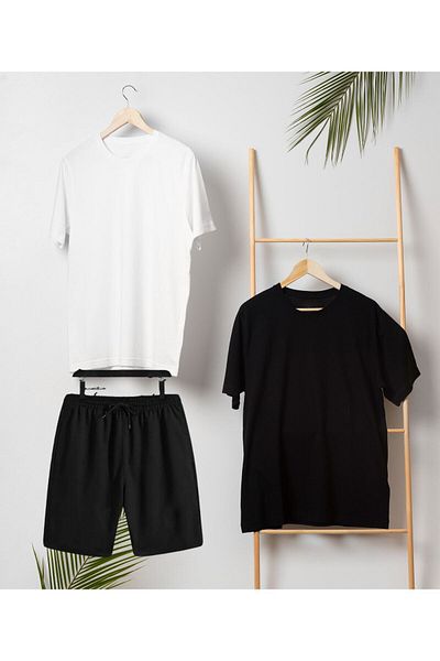 LAND MODA Σετ μπλουζάκι Unisex σορτς και μαύρο μπλουζάκι