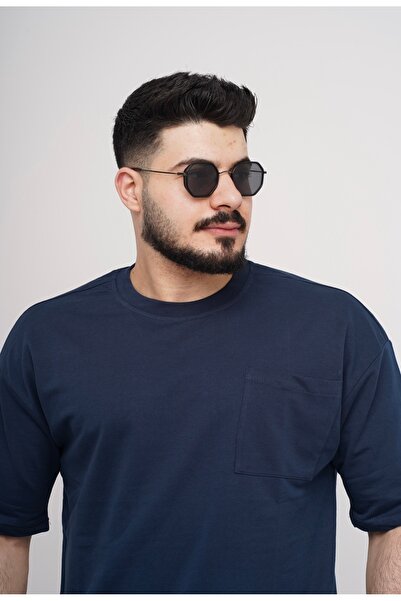 Est Estola تي شيرت رجالي أساسي مع جيوب، 100% قطن، نسيج سميك، ياقة دائرية