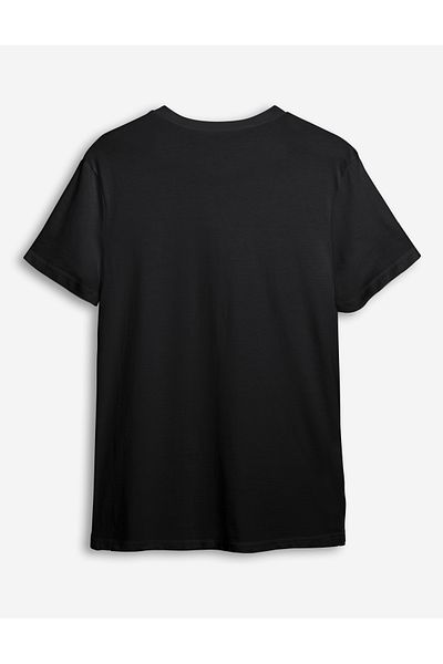 Trendyol Collection Κείμενο εμπριμέ μαύρο κανονικό μπλουζάκι - TMNSS24TS00246