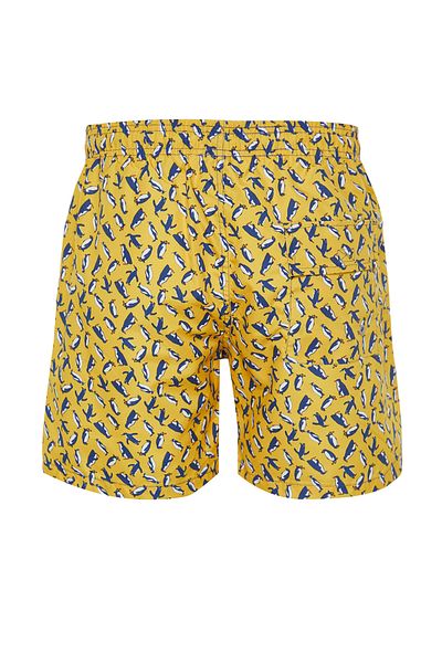 Trendyol Collection Κίτρινο μαγιό με μοτίβο πιγκουίνου κανονικού μεγέθους Μαγιό σορτς TMNSS24DS00022