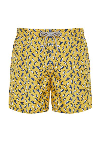 Trendyol Collection Κίτρινο μαγιό με μοτίβο πιγκουίνου κανονικού μεγέθους Μαγιό σορτς TMNSS24DS00022
