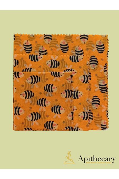 Apithecary Shopexxtra Bee Patterned Waxed Multi-Purpose Food Storage Cloth (Large-Medium-Small) Set of 3
