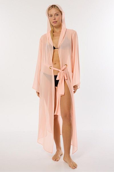 AYYILDIZ 4807 Salmon Hooded Beach Dress