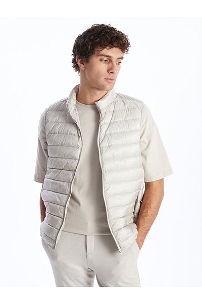 LC Waikiki Men's Puffer Vest - Standard Fit, Stand Collar