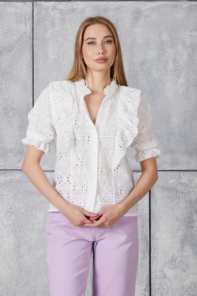 MİSS MİLLİON FIRFIR DETAYLI BEYAZ KADIN GÖMLEK