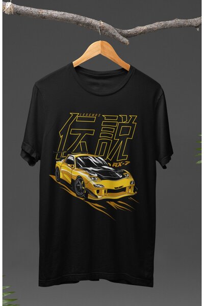 Fuddy Moda Tricou cu imprimeu Mazda RX-7 unisex, tricou imprimat cu tematica curselor de mașini