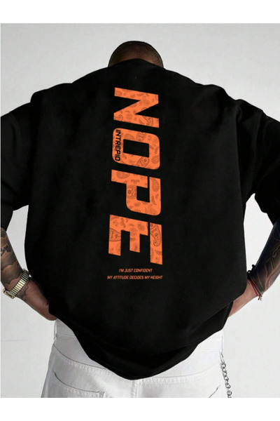 AEMİ Unisex ruksak Nope Štampano 100% pamuk Oversize kroj crni T-shirt