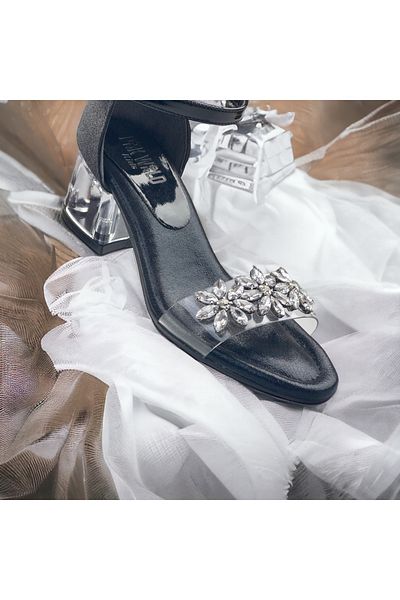 JOJO KIDS fata copil pantofi transparenti cu toc gros