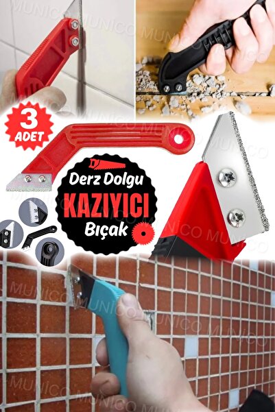 Munico 3 Adet Duvar Ve Zemin Fayansları Arası Temizleme Sökücü Silikon & Derz & Çimento Kazıyıcı Ustalara