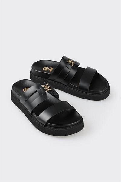Elle Shoes شبشب نسائي من الجلد الأسود
