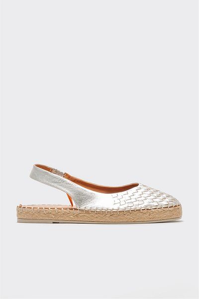 Elle Shoes Platinum Leather Women's Espadrilles