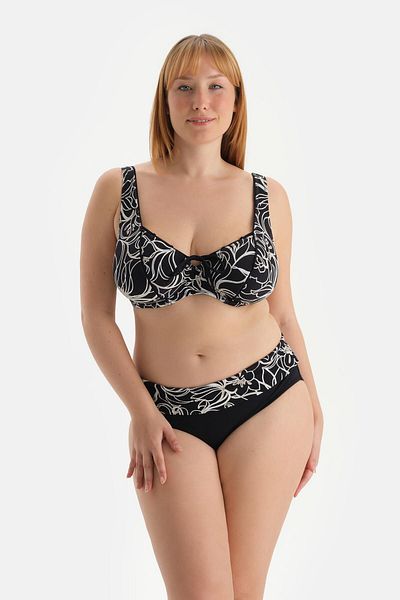 Dagi Weiß-schwarzes Bikinihöschen mit hoher Taille