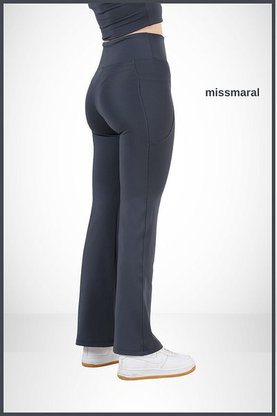 missmaral Women's Anthracite Spanish Leg Leggings Double Pocket High Waist Recovery Anthracite Bootcut105301