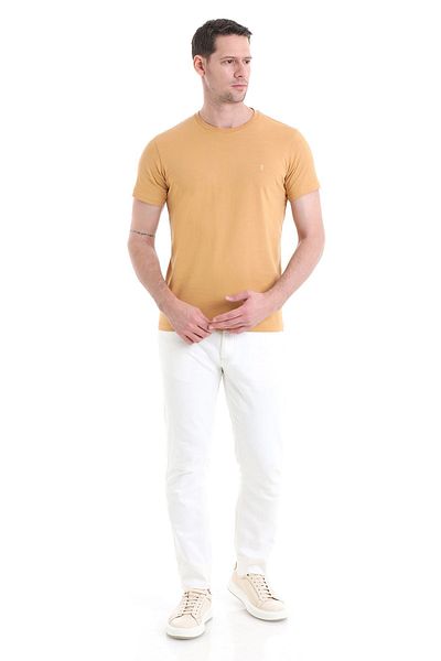 Hatemoğlu Μπλουζάκι με κανονική εφαρμογή Mustard Crew Neck 100% βαμβάκι