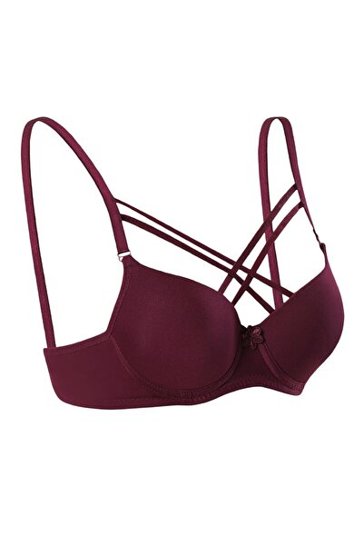 Ebru Destekli Dolgulu Dekolteli Bralet Sütyen Mürdüm