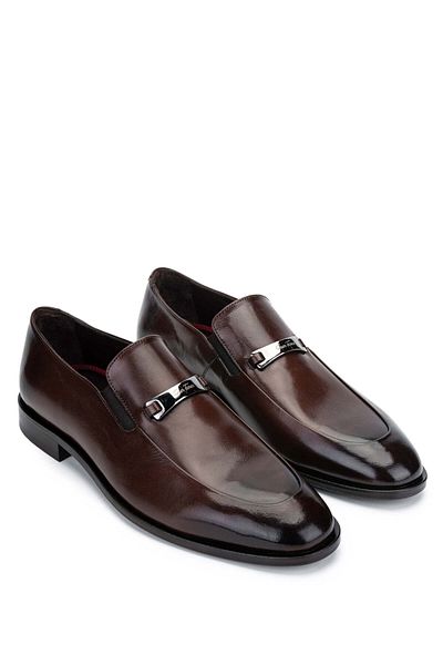 Tamer Tanca Men's Genuine Leather Tan Buffalo Loafer Shoes