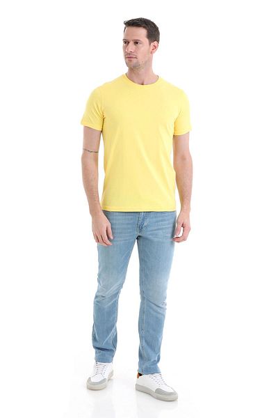 Hatemoğlu Κίτρινο Regular Fit - 100% βαμβακερό μπλουζάκι με λαιμόκοψη
