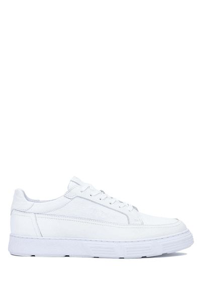 Tamer Tanca Men's White Genuine Leather Sneakers - Sports Shoes