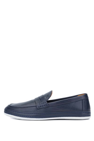 Tamer Tanca Men's Genuine Leather Navy Blue Loafers