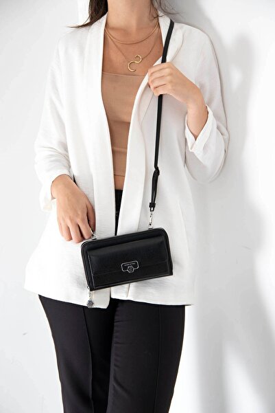 Silver Polo Siyah - Siyah SP921 Kadın Askılı Cüzdanlı Telefon Çantası