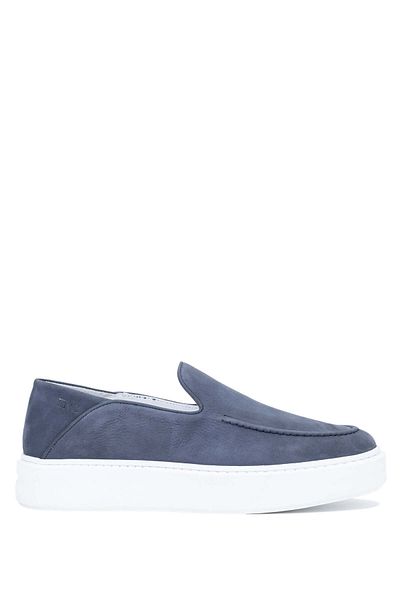 Tamer Tanca Navy Blue Nubuck Genuine Leather Men's Loafer
