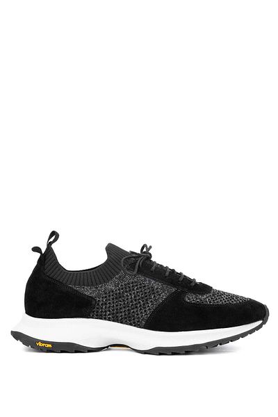Tamer Tanca Black Leather and Textile Men's Sneakers - Sports Shoes
