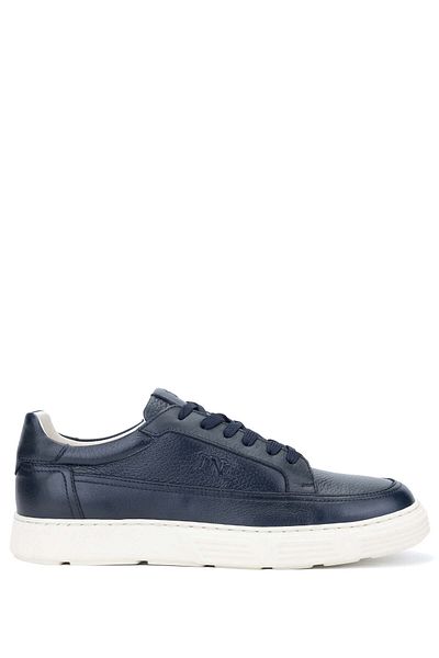 Tamer Tanca Navy Blue Genuine Leather Men's Sneakers - Sports Shoes