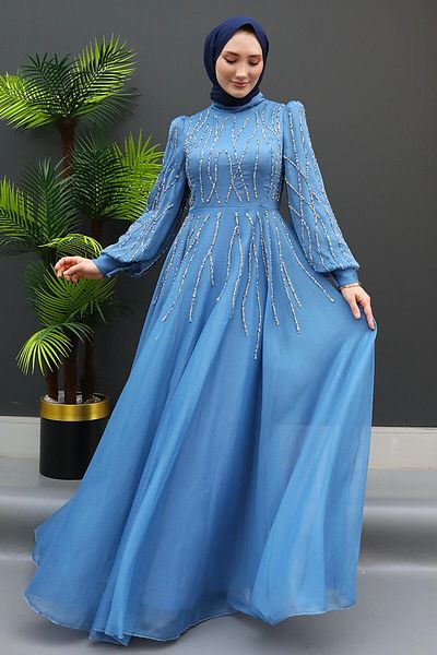 GİZ AGİYİM Βραδινό φόρεμα Hüma Janjan Indigo