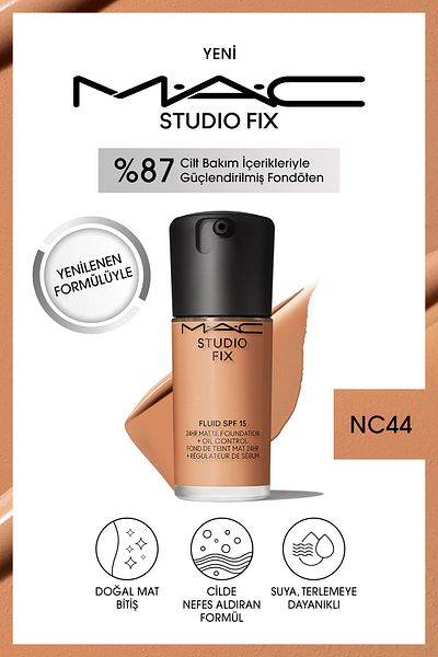 M.A.C Matte Foundation Lasting up to 24 Hours - Studio Fix Fluid Spf15 - Color: Nc44 - 30ml