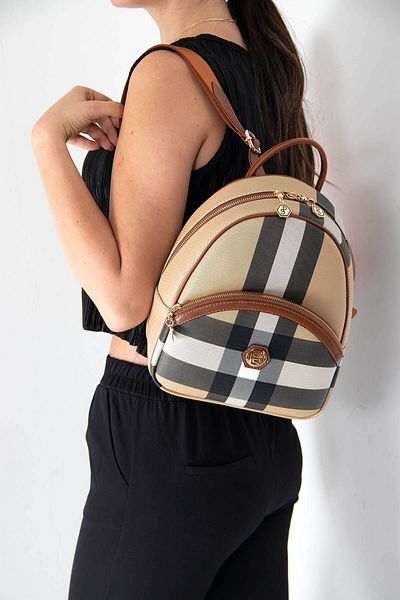 Silver Polo Taba Sp945 - Γυναικείο σακίδιο πλάτης Silver & Polo Beige