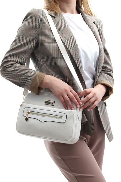 Silver Polo White SP491 - Geantă Crossbody pentru femei Silver & Polo