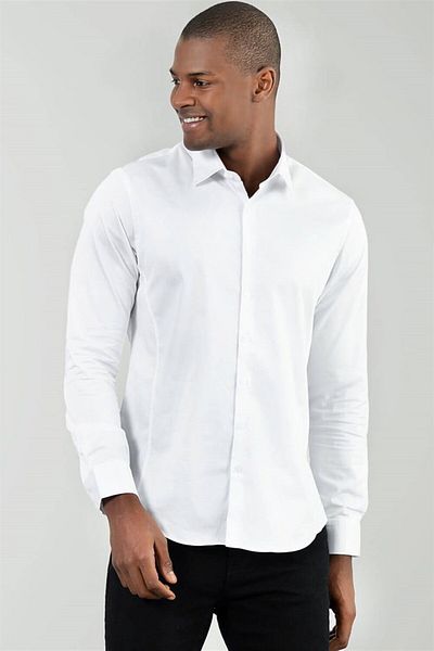 Tudors Super Slim Fit Μακρυμάνικο Lycra Cotton Satin Ανδρικό λευκό πουκάμισο
