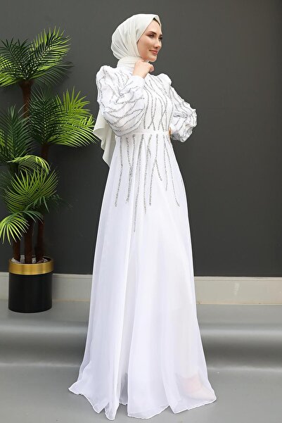 GİZ AGİYİM Hüma Janjan Evening Dress White