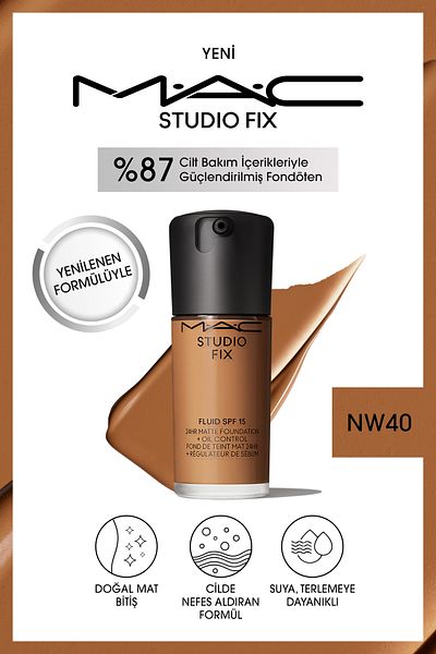 M.A.C Matte Foundation Lasting up to 24 Hours - Studio Fix Fluid Spf15 - Color: Nw40 - 30ml