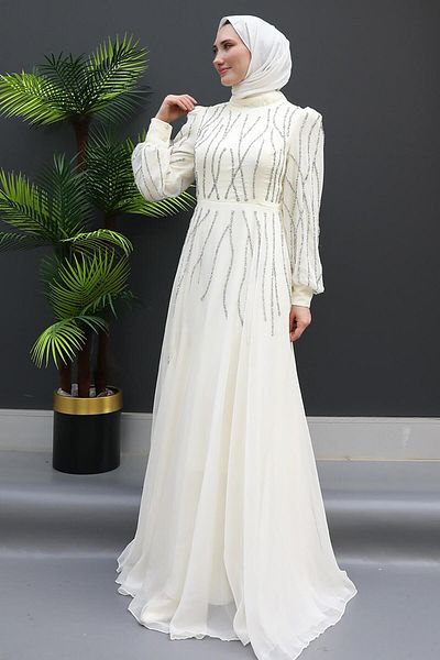 GİZ AGİYİM Βραδινό φόρεμα Hüma Janjan Off White