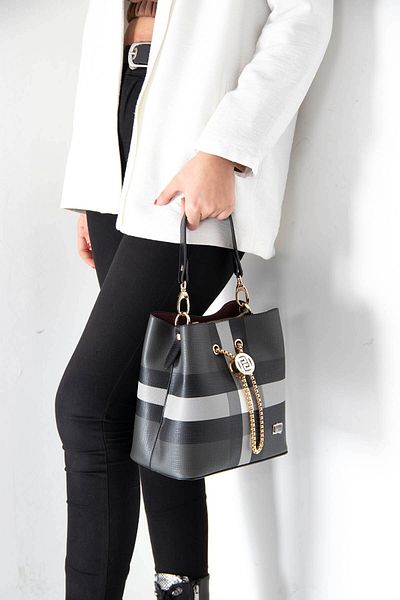 Silver Polo Silver & Polo Black - Geantă neagră Sp967 pentru femei