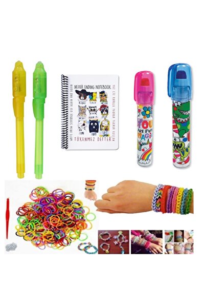 Efe Toys Görünmez Işıklı Kalem,Yumurtlayan Silgi,Not Defteri,Bileklik Seti,Kız Erkek Çocuk Hediye Kutusu