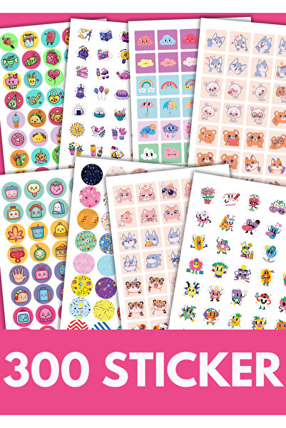 arsem 300 Adet Sevimli Eğlenceli Kawaii Sticker Etiket Set - Planlayıcı, Ajan...